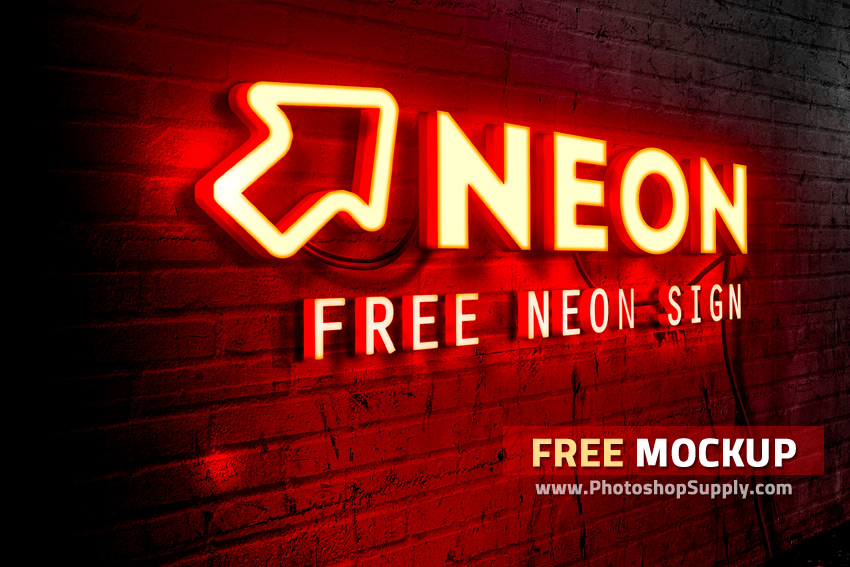 Neon Free Mockup (PSD)