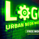 Neon Logo Mockup Free PSD