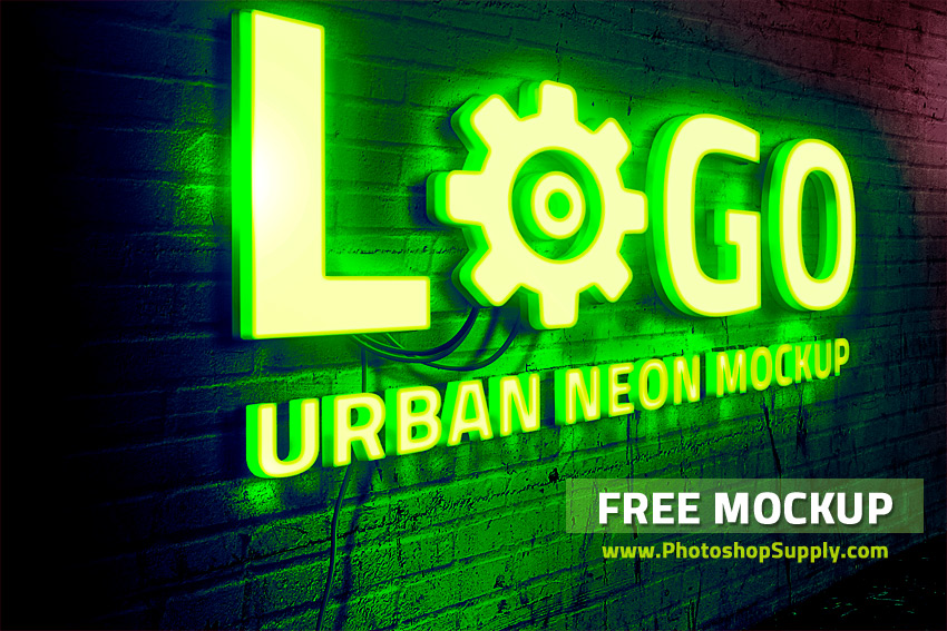 Download Free Neon Sign Mockup Photoshop Supply