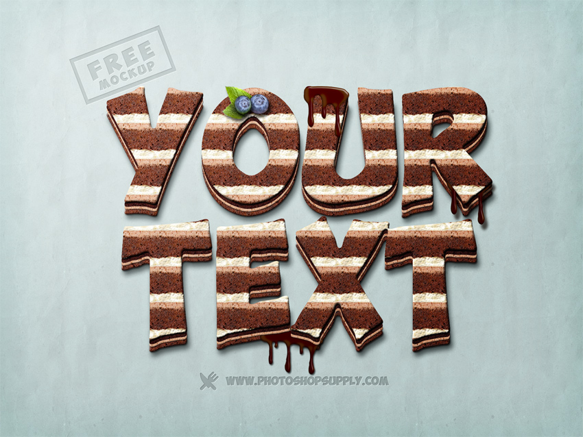 Chocolate Cake Photoshop Text Mockup