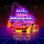 80s Background with Retro Text PSD Free