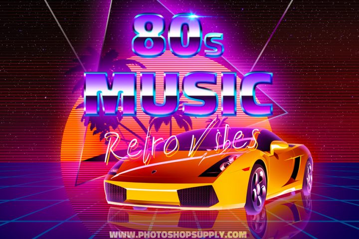 80s Background with Retro Text PSD Free