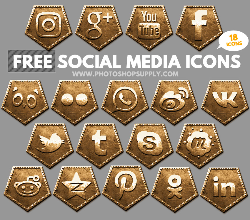 Free Social Media Icons 2018 Bronze