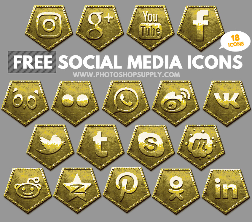 Free Social Media Icons 2018 Gold