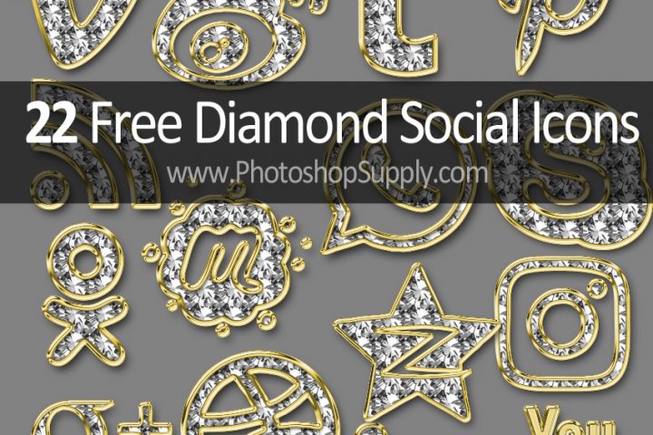 Gold Diamond Social Icons Free