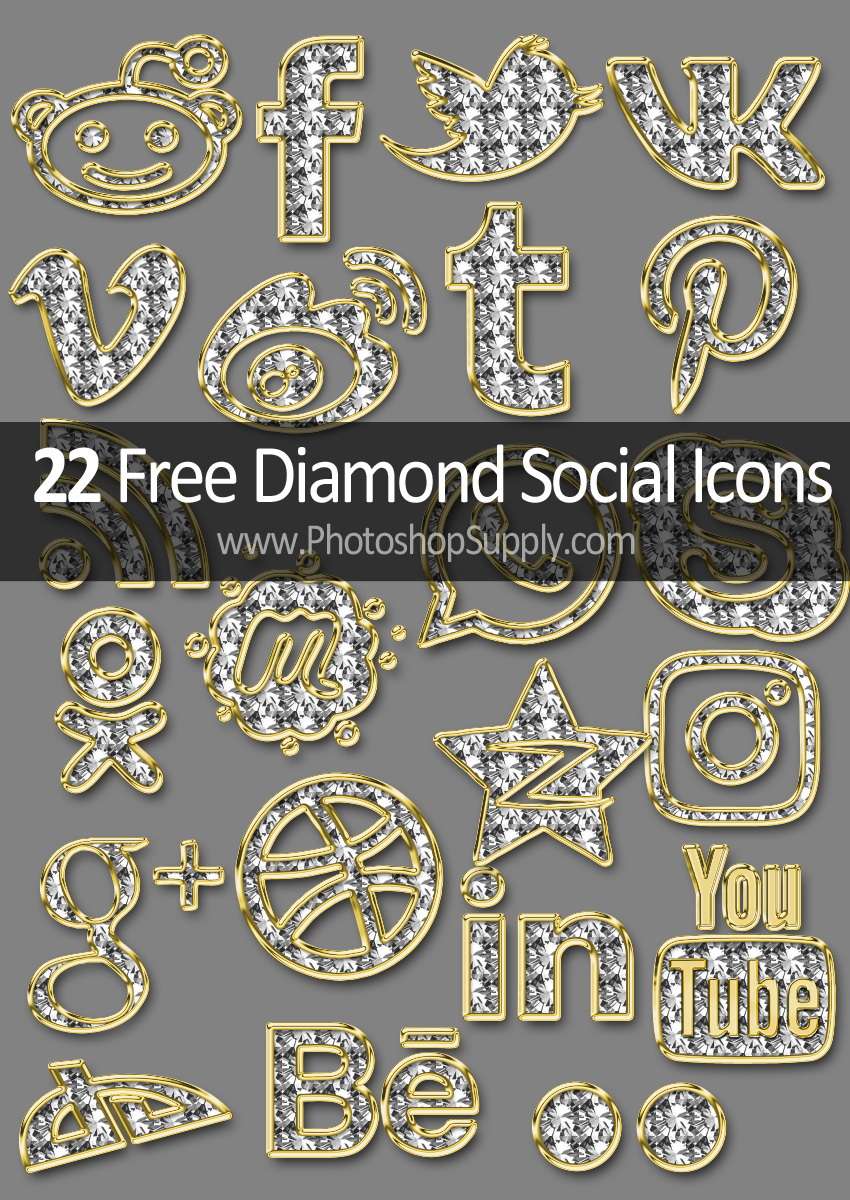 Gold Diamond Social Icons Free