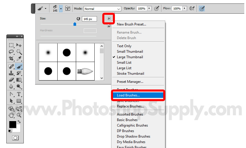 Load Brushes in Photoshop
