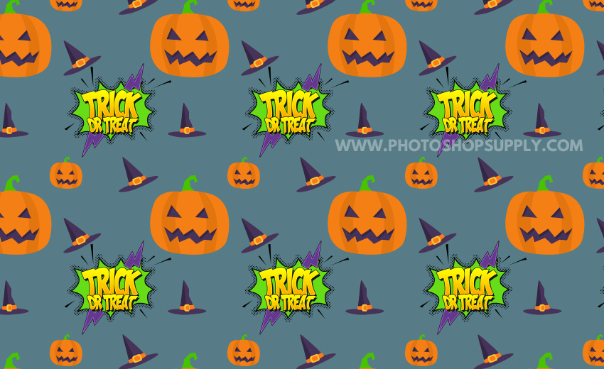 Halloween Text Pattern with Pumpkins