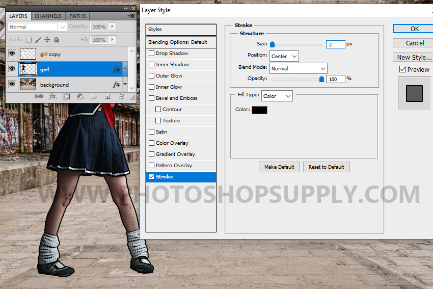 add an outline in photoshop