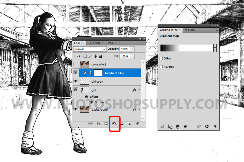 black and white gradient map in photoshop