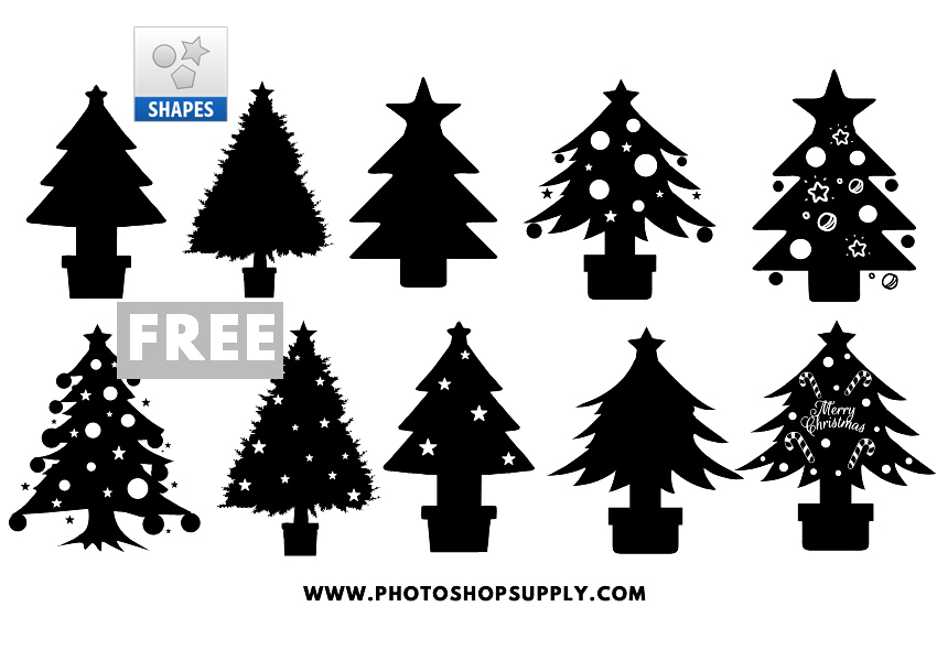 Christmas Tree Template Shapes Photoshop Supply