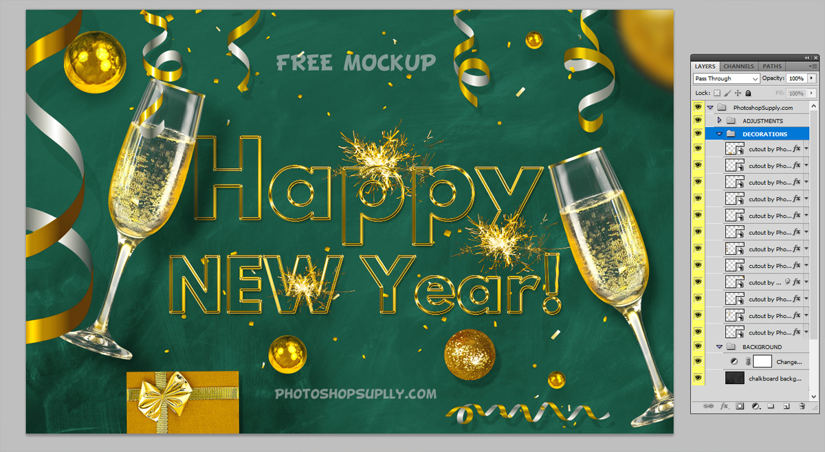Happy New Year Card Mockup