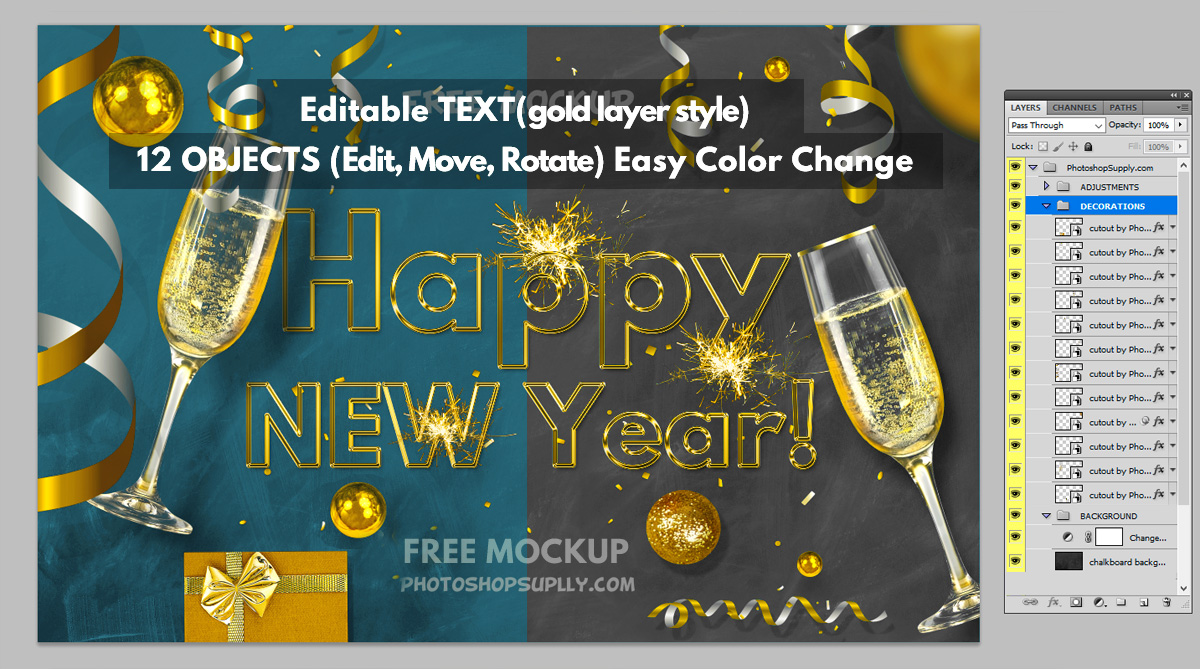 New Year Poster Free Photoshop Mockup