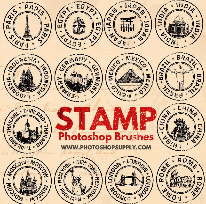 Rubber Stamp Photoshop Brushes