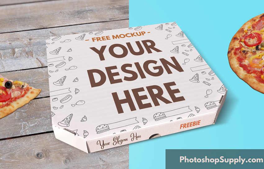 Free Top View Pizza Box Mockup (PSD)