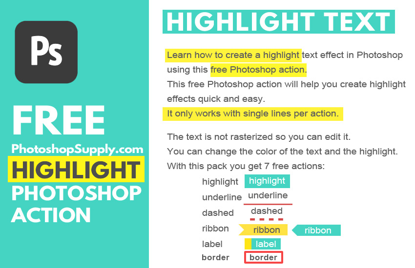 Deqenereret th Bulk FREE) Highlight Text in Photoshop - Photoshop Supply