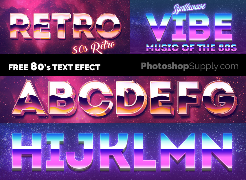 FREE) ⍟ Free 80s Font [PSD File] Supply